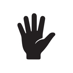 Raised Hand with Five Fingers Spread Silhouette Vector Stop Gesture Icon 