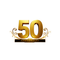 Golden 50th Anniversary Celebration Emblem Isolated On Transparent Background