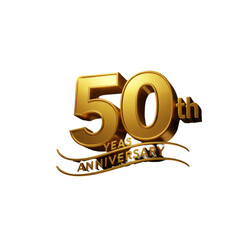 Golden 50th Anniversary Celebration Isolated On Transparent Background
