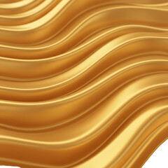 Golden Abstract Wave Background 3D Illustration With Smooth Shiny Texture