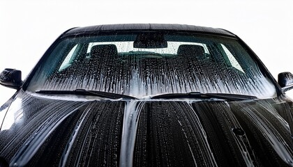 professional car wash a black car being cleaned with soapy solutions concept car wash services soapy solutions vehicle detailing black car cleaning professional auto care