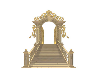 Golden Arch Bridge Illustration on a Transparent Background