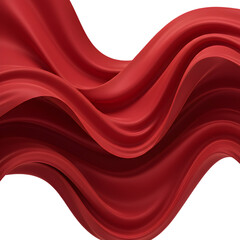 Abstract Image of Flowing Red Silk Fabric on Isolated Black Background