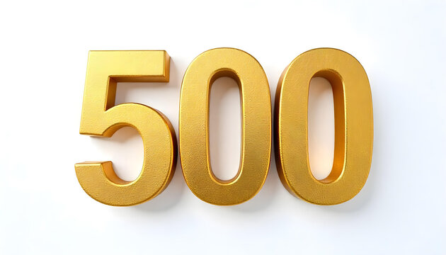 500 made of gold metal isolated on white background