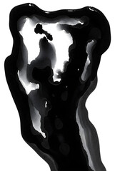 Abstract Ink Painting Illustration With Black and White Tones Isolated Background
