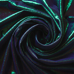 Abstract Iridescent Fabric Swirl with Metallic Texture Background