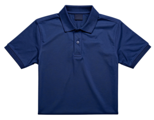 Dark Blue Unisex Polo T-Shirt with Folded Sleeves, Top-Down Flat Lay