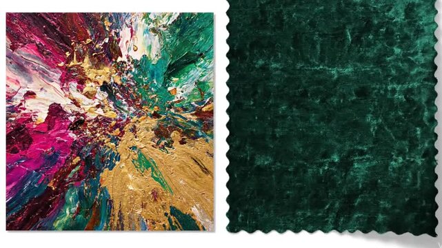 Mood board showcase photos, textures, and swatches morphing