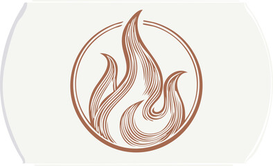 Obraz premium Stylized brown flames inside a circular outline fire