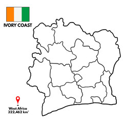 IVORY COAST’s Geography, Map and National Border with white background