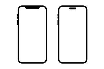 Smartphone outline transparent background icon set for mobile app design, digital technology, communication and user interface elements