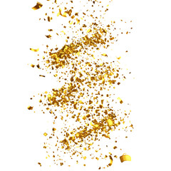 Golden Confetti Abstract On Black Background Isolated PNG Illustration