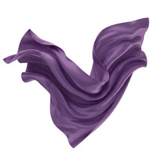 Abstract Isolated Purple Silk Fabric Flowing with Light and Smooth Texture