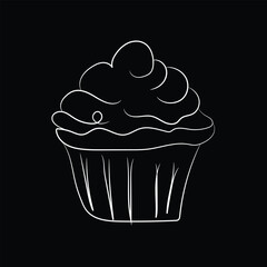 Vector illustration of a delicious pink cupcake with icing and a cherry on top
