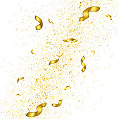 Golden Confetti and Sparkles Isolated on a Transparent Black Background