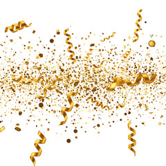 Golden Confetti Celebration Illustration With Dynamic Transparent Background