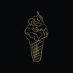 A tasty vector cartoon illustration of a delicious chocolate and vanilla ice cream cone, a perfect sweet and cold dessert for summer