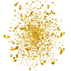 Golden Confetti Explosion on a Transparent Background Abstract Illustration