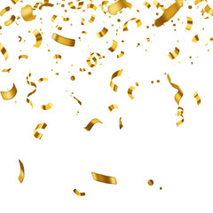 Golden Confetti Falling Abstract Isolated Transparent Background PNG Image