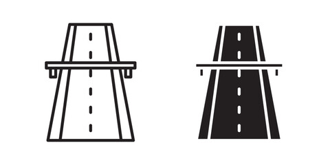 Highway icon. Road icon. Vector illustration with stroke and fill on a white background.