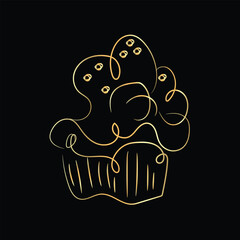 A cartoon vector design of a skull and crossbones on a vintage beer mug