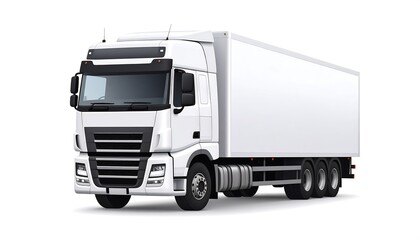 A modern, white semi-truck, presented against a plain white background, exudes professional transportation.