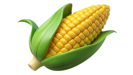  Fresh yellow corn cob with green husk isolated on white background  
