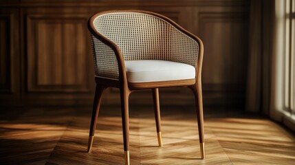 Stylish wooden cane chair