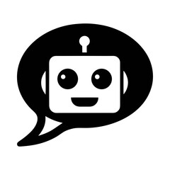 Illustration of a chatbot in a speech bubble for ai assistance and virtual assistant services