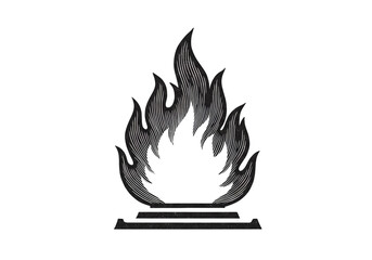 Abstract Monochrome Flame Illustration Isolated On Transparent Background