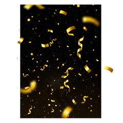 Golden Confetti Falling on Black Isolated Background Illustration