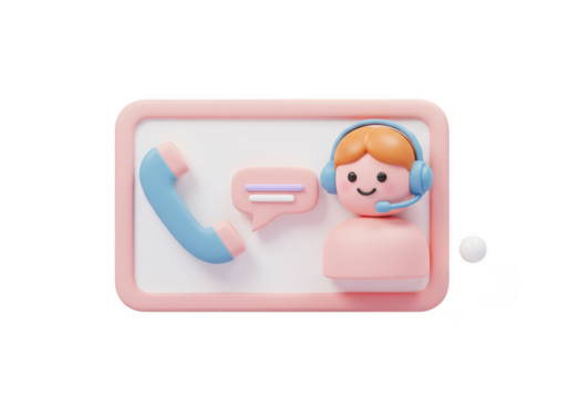 Cute 3D Illustration Of Customer Service Representative With Headset