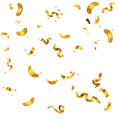 Golden Confetti Falling On Transparent Background Illustration