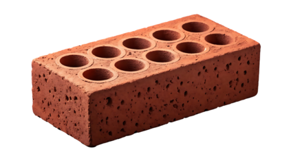 Red clay construction brick isolated on white background
