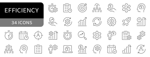 Efficiency simple line icons. Productivity, editable stroke icon. vector