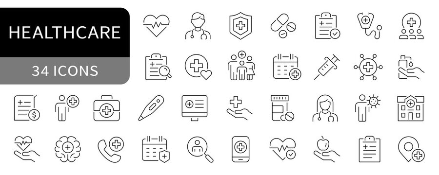 Healthcare simple line icons. Health, editable stroke icon. vector