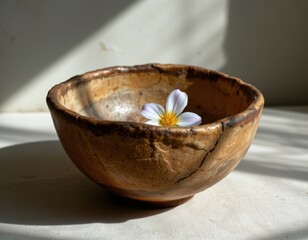 Rustic Bowl with Delicate Flower