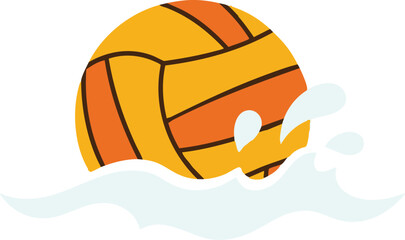 Water Polo Vector Illustration with Yellow Ball and Splash Abstract Modern Sporting Design