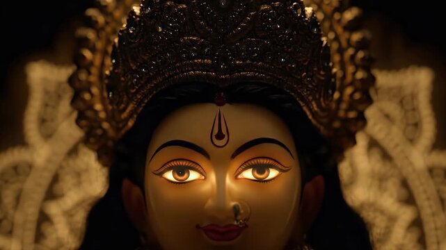 Happy Navratri 2025, Navratri themed Durga Maa with elegant face and composition