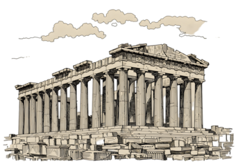 Illustration Of Parthenon Temple On Transparent Background
