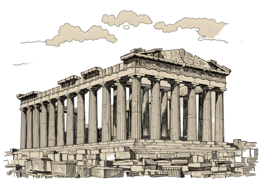 Illustration Of Parthenon Temple On Transparent Background