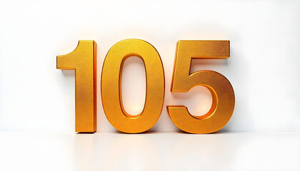 105 made of gold metal isolated on white background