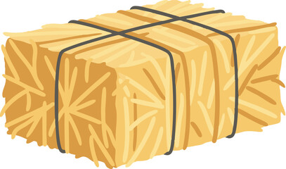 Illustration Vector of a Hay Bale Tied with Twine Decorative Agricultural Element with Simple Style