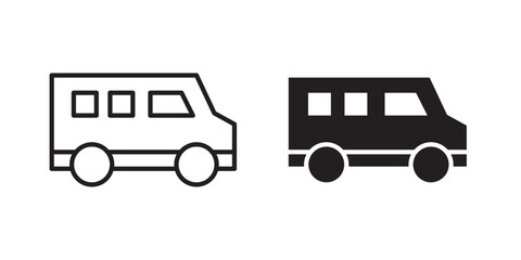 Mini bus icon. Hand drawn Minibus icon. Minibus sketch icon for infographic, website or app. Vector illustration with stroke and fill on a white background.