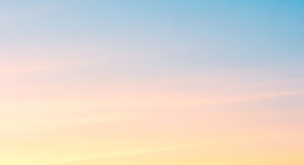 Fototapeta premium Gentle gradient of pastel colors blending from light blue to soft pink and warm yellow, creating a serene and dreamy atmosphere, perfect for backgrounds