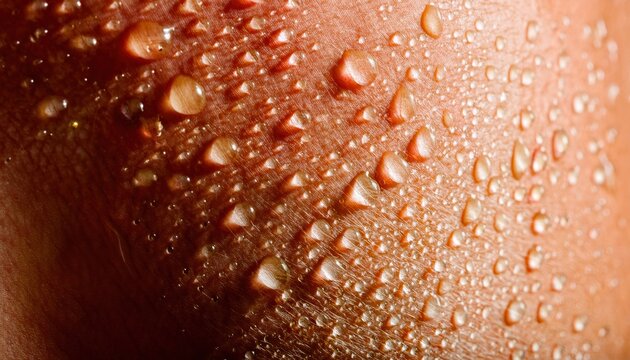 close-up of water droplets on smooth skin texture creating a fresh and dewy look ideal for beauty and wellness backgrounds, macro photography, and editorial use