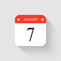 Vector icon page day calendar - 7 January month