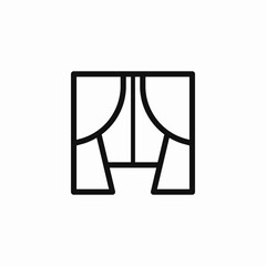 drawn curtain window icon sign vector