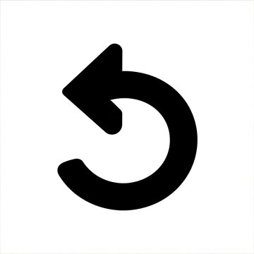 A simple, black circular arrow points backward, creating a subtle return or previous symbol.