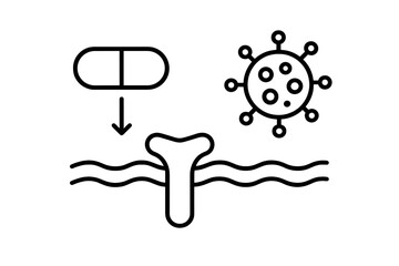 Fototapeta na wymiar Antiviral medication concept showing a drug molecule binding to a cell receptor to prevent viral infection or entry
